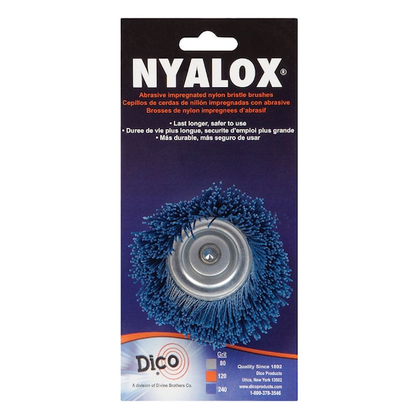Dico Nyalox 2.5 in. D X 1/4 in. X 1/4 in. D Crimped Nylon Mandrel Mounted Cup Brush 4500 rpm 1 pc 541-786-2-1/2 - main